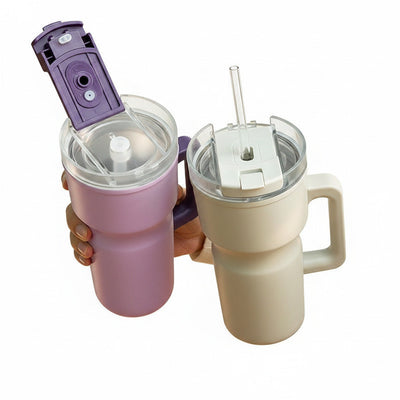 730ml insulated car tumbler with straw