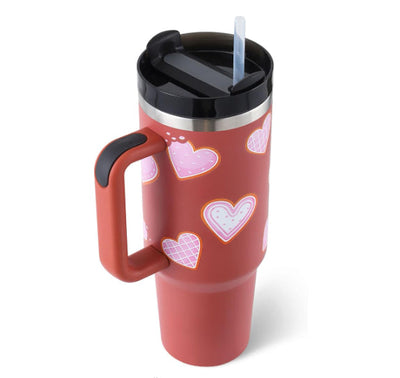 40oz insulated tumbler with handle and straw lid